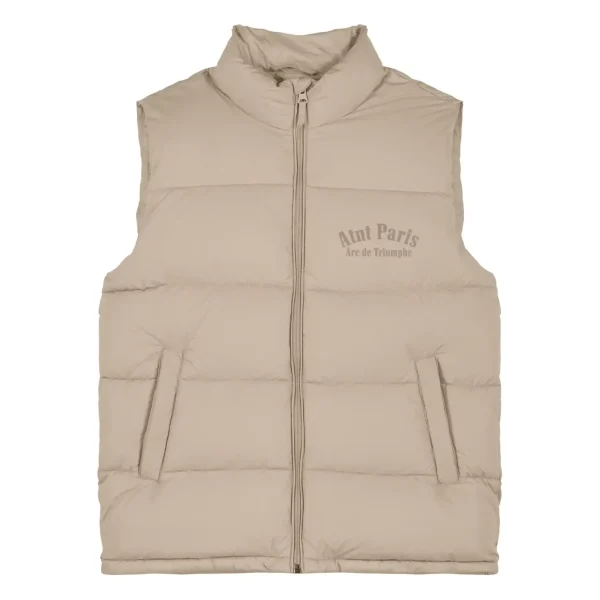 doudoune oversize beige sans manches arc de triomphe (2)