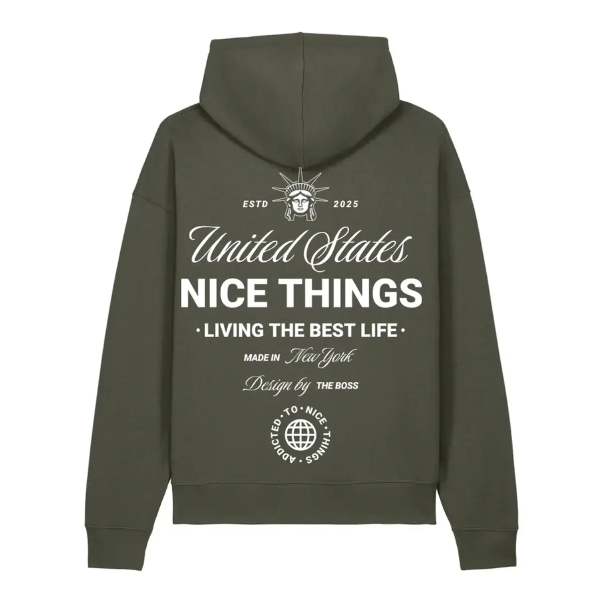 Sweat à capuche oversize kaki NYC Heritage