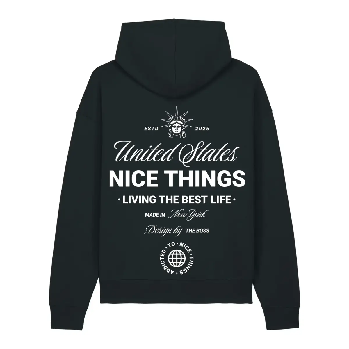 Sweat à capuche oversize noir NYC Heritage